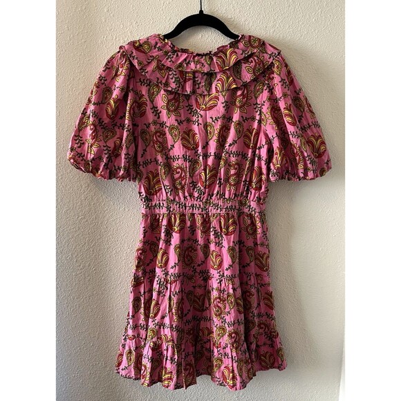 Rahi Mini Dress Sz XS Amber Dress Floral Print Puff Sleeve Ruffle Romantic Boho - Picture 9 of 16